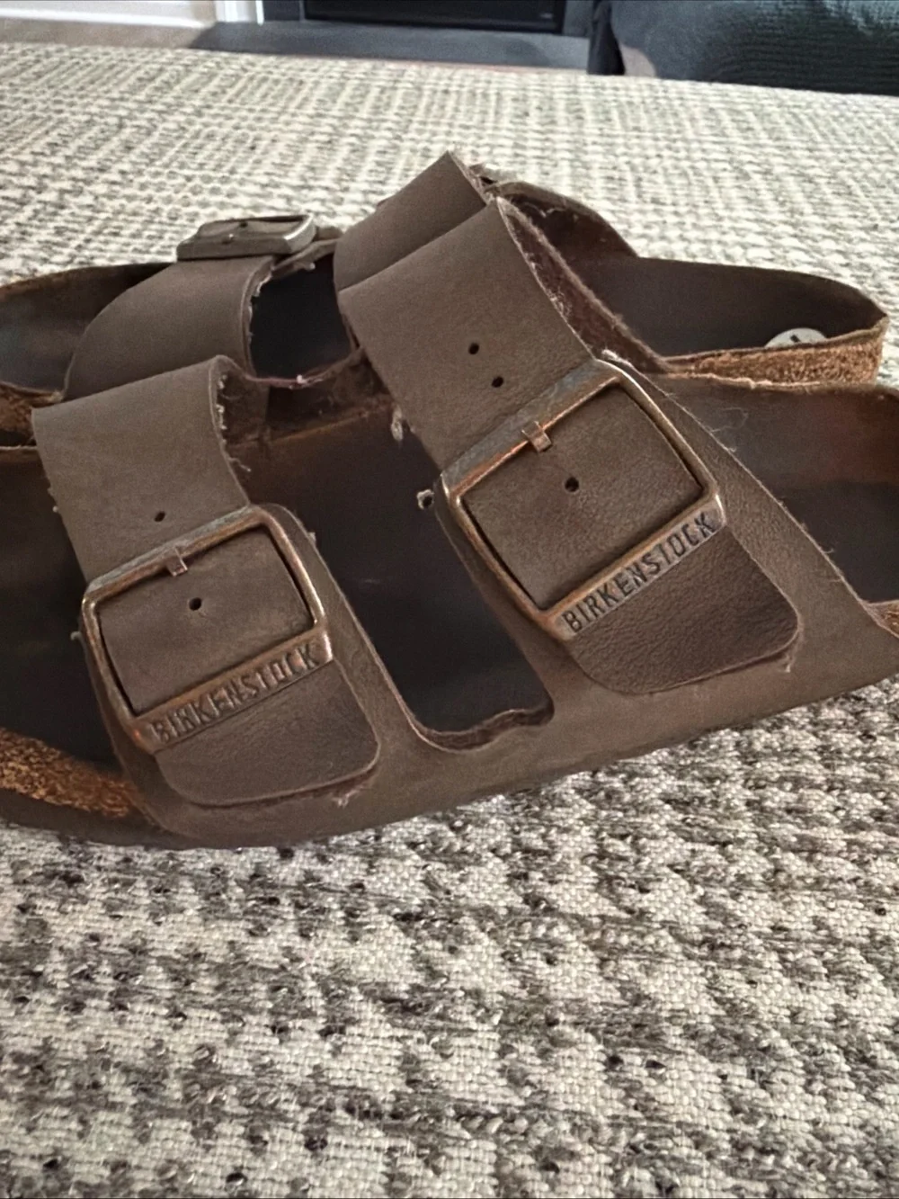 Birkenstock Men's Double-Strap Dark Brown Leather Sandals